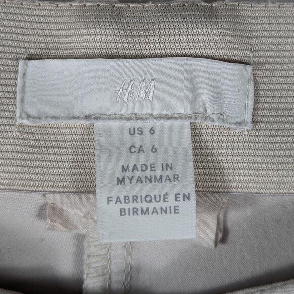 H&M Women’s Pants Size 6 Beige Slim Fit Cotton Blend Stretch Ankle Trousers - Picture 4 of 4